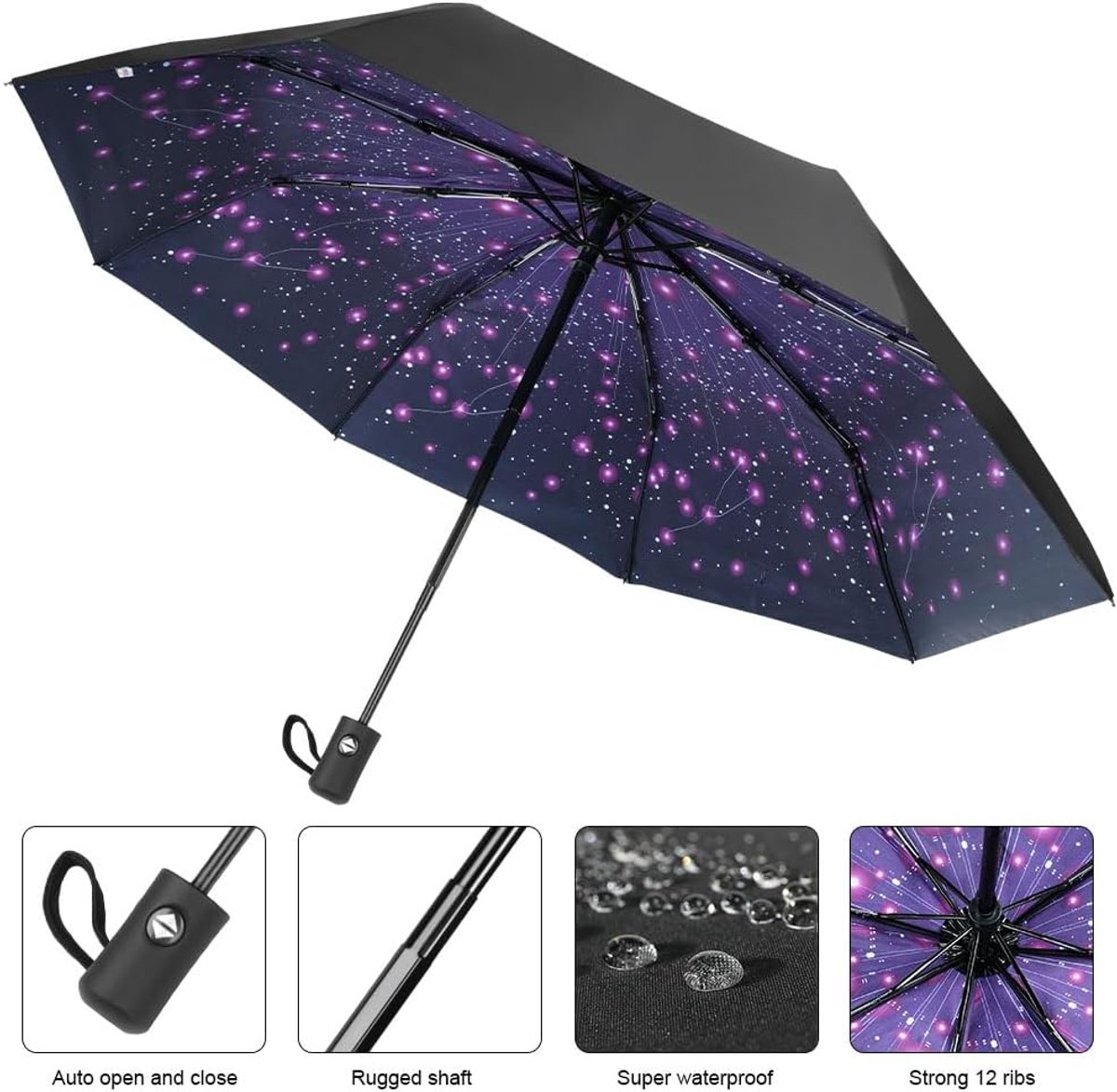 8-rib windproof travel umbrella, automatic folding travel umbrella, windproof umbrella with automatic opening and closing, portable umbrella for men and women - Image 5