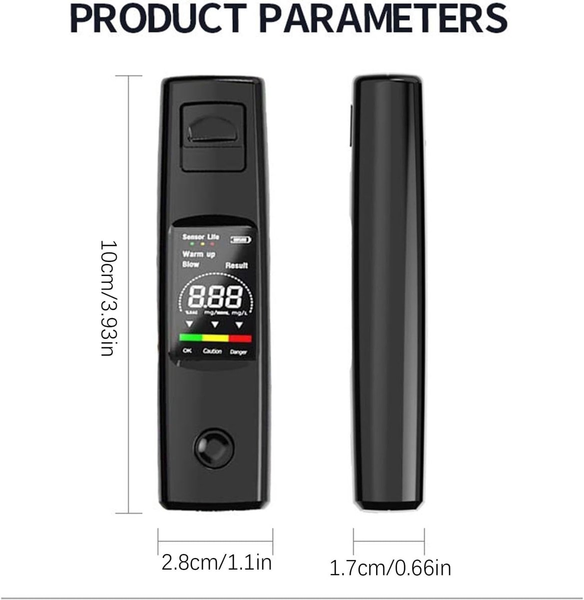 Digital Breathalyzer - Portable Breathalyzer - Rechargeable Breathalyzer - High-Precision Breathalyzer - Portable Digital Breathalyzer - Rapid Breathalyzer - Professional Breathalyzer - 10 x 2.8 cm / 3.94 x 1.1 in - For personal and family use - Image 1