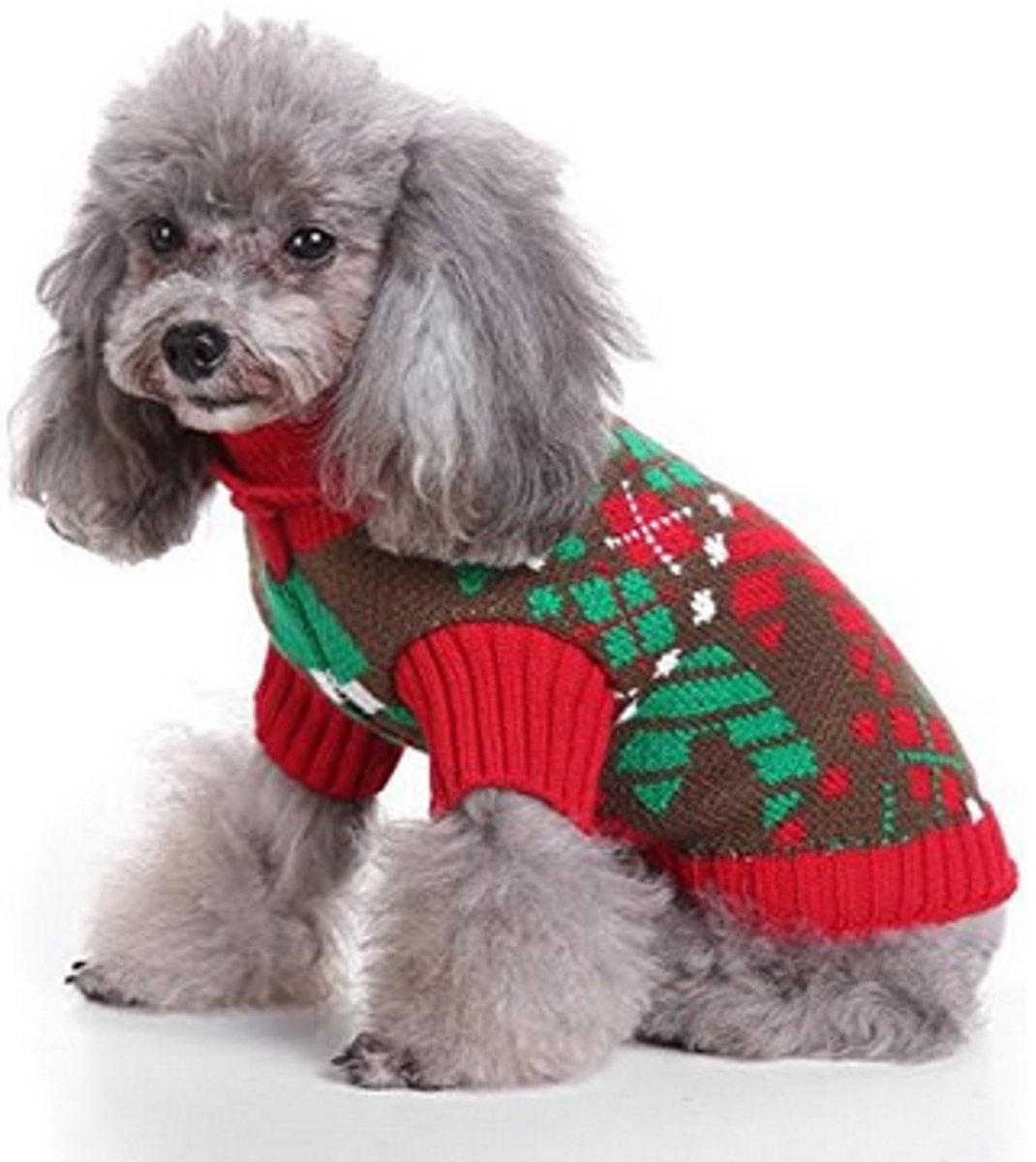 Dog Sweater - Dog Coat - Pet Dog Turtleneck Sweater - Christmas Turn-Up Sweater - Puppy Clothes - Christmas Decorations - Perfect for Small Dogs - Medium-Sized Dogs - Party Clothes - Size L - Image 1