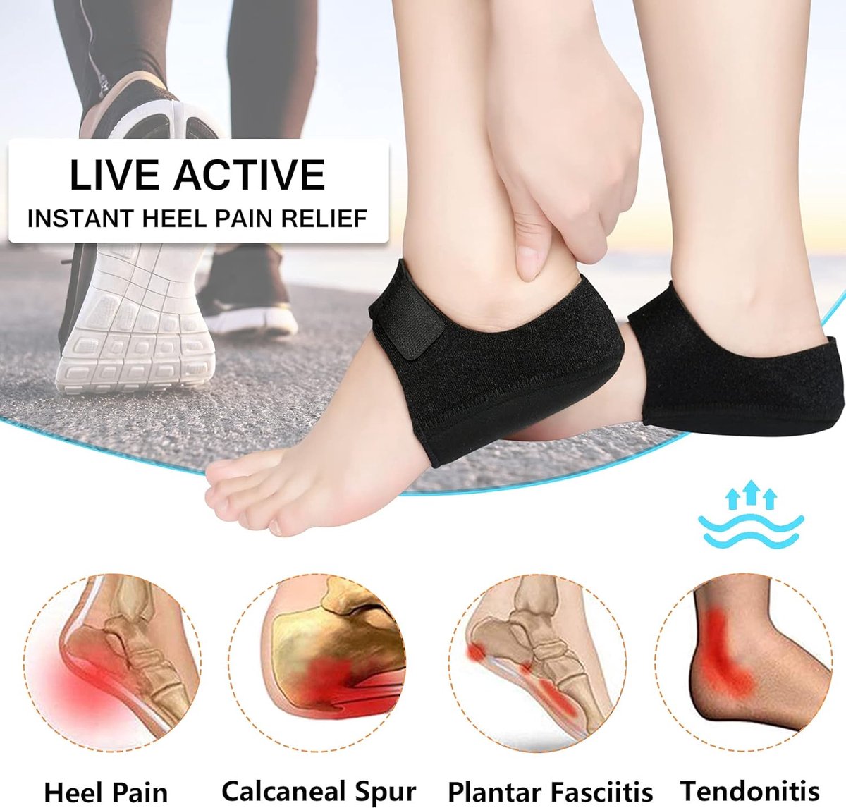 Insoles - Arch Supports - Gel Heel Cushions - For plantar fasciitis, heel pain, and Achilles tendonitis - Protectors and cushions for men and women - 1 pair - Image 6