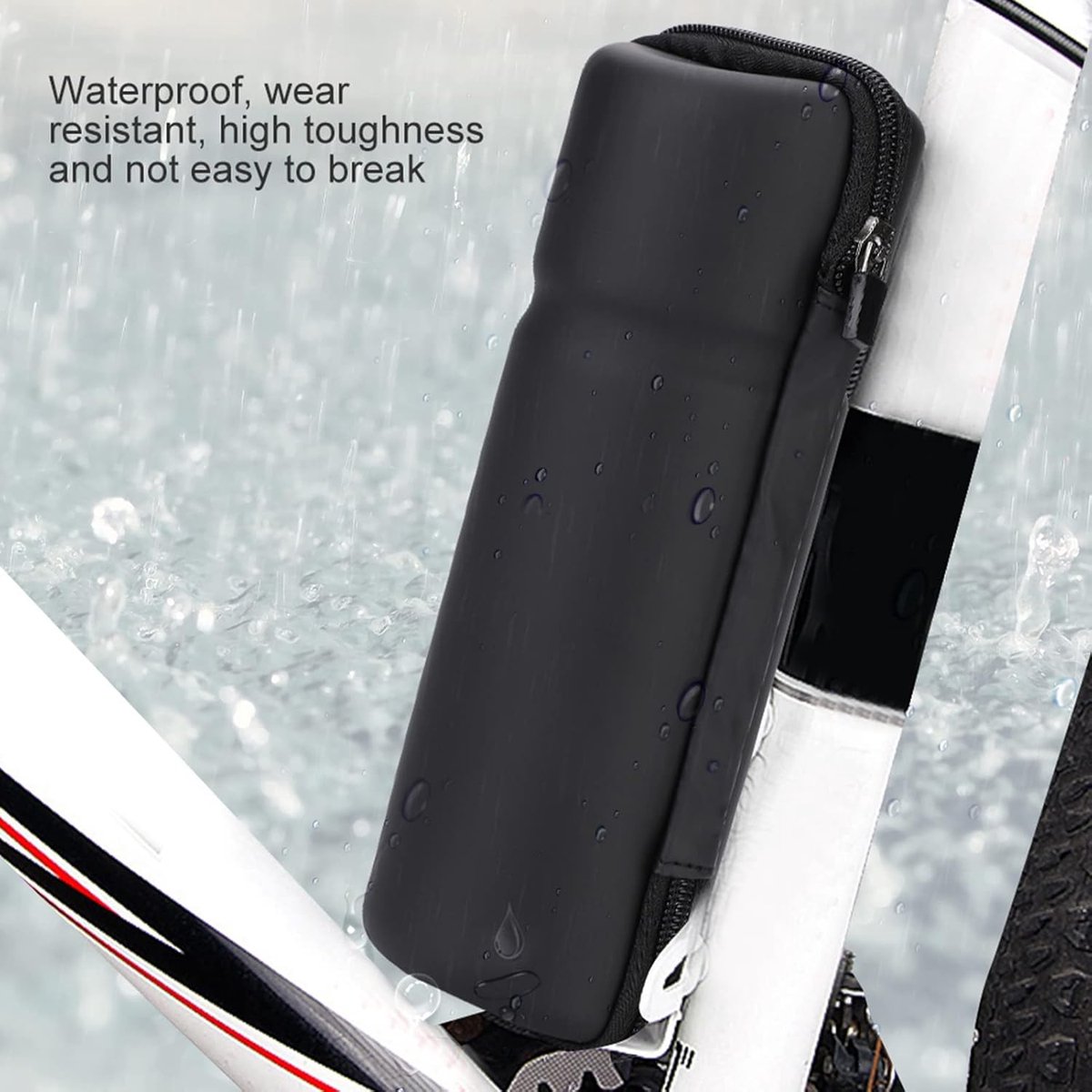 Bicycle frame bag - 23 x 9 cm - Rigid, waterproof, lightweight, wear-resistant, strong and unbreakable material - Can be used as a portable repair kit - Water bottle bag (black) - Image 2