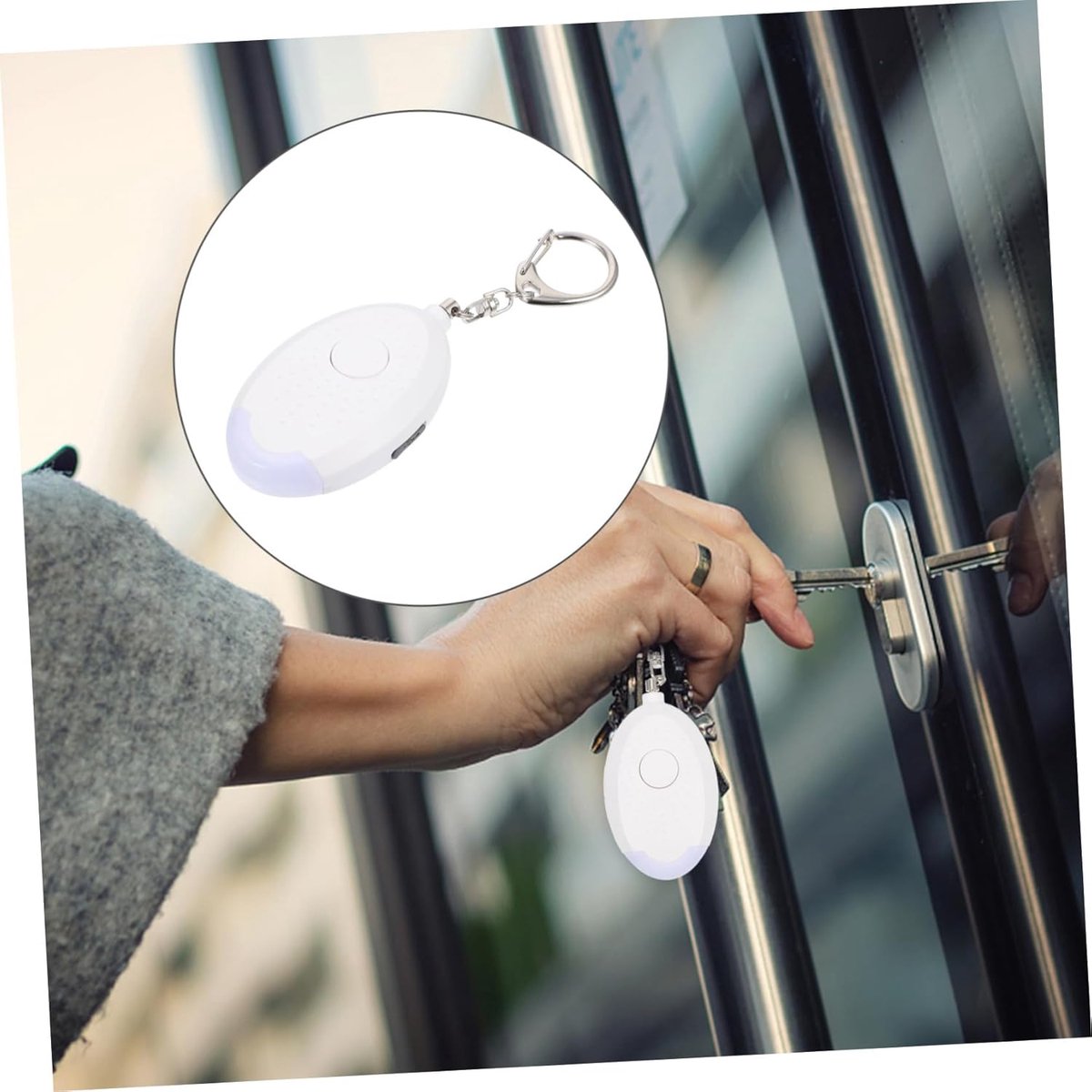 Alarm - Personal Alarm - Alarm Keychain - Powerful SOS Siren Button for Women - Anti-kit - Compact and User-Friendly Keychain Alarm with LED Light (White) - Image 2