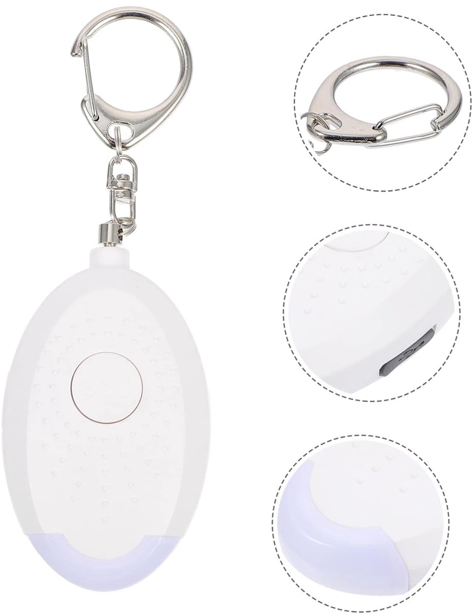 Alarm - Personal Alarm - Alarm Keychain - Powerful SOS Siren Button for Women - Anti-kit - Compact and User-Friendly Keychain Alarm with LED Light (White) - Image 3