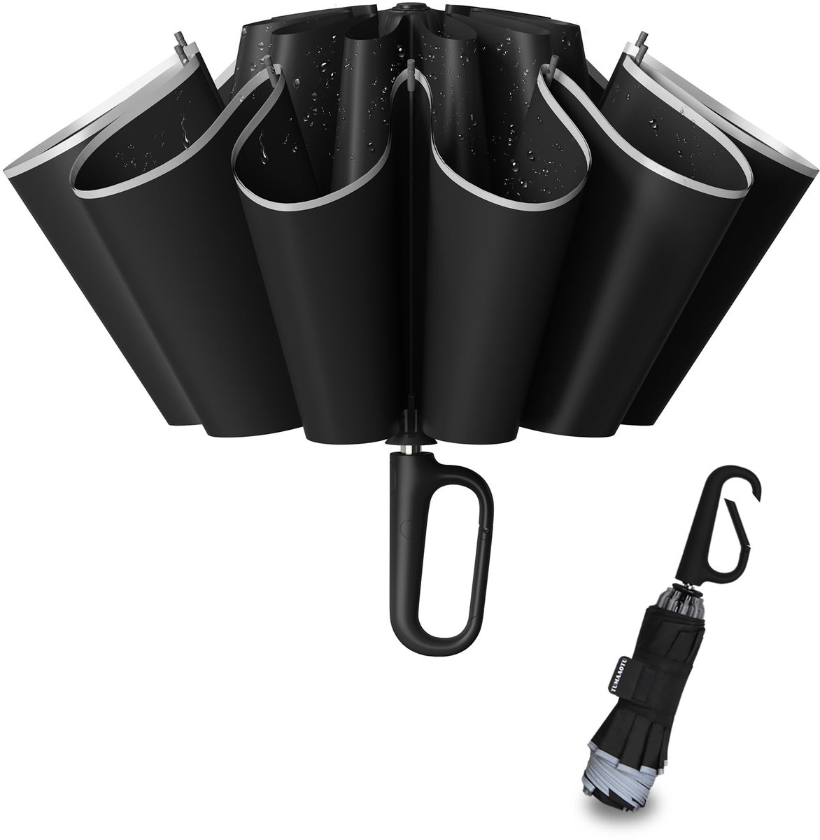 Folding storm umbrella - Parasol - Umbrella - Automatically extends - Sturdy and waterproof travel umbrella - Durable 10-rib frame - Reflective - Umbrellas - Image 1