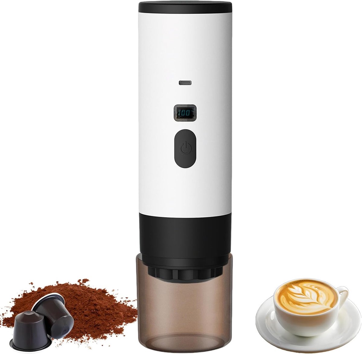 Coffee maker - Coffee machines - Portable coffee maker - 3-in-1 coffee maker - Portable electric espresso machine - Coffee maker for travel, camping, car, camper van, suitable (Wit) - Image 1