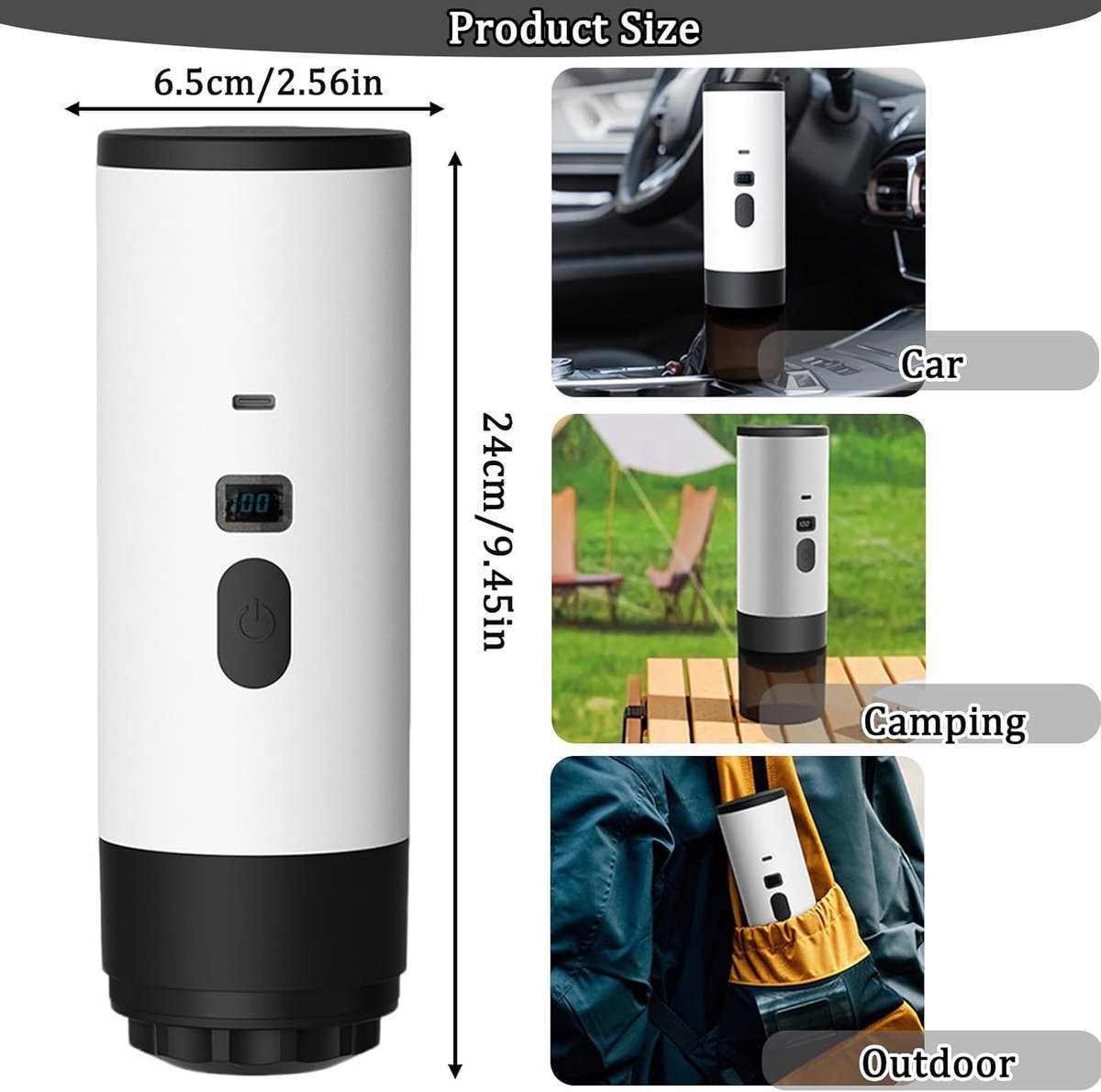 Coffee maker - Coffee machines - Portable coffee maker - 3-in-1 coffee maker - Portable electric espresso machine - Coffee maker for travel, camping, car, camper van, suitable (Wit) - Image 4