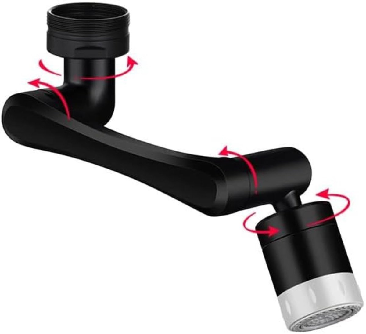 1440° Rotating Faucet - Faucet - Faucet Fitting - Faucet Head - Stainless Steel - Aerator - Rotating - Extension - Water Saving - Kitchen Faucet - Bathroom Faucet - Swivel - Dishwasher - Black - Image 1
