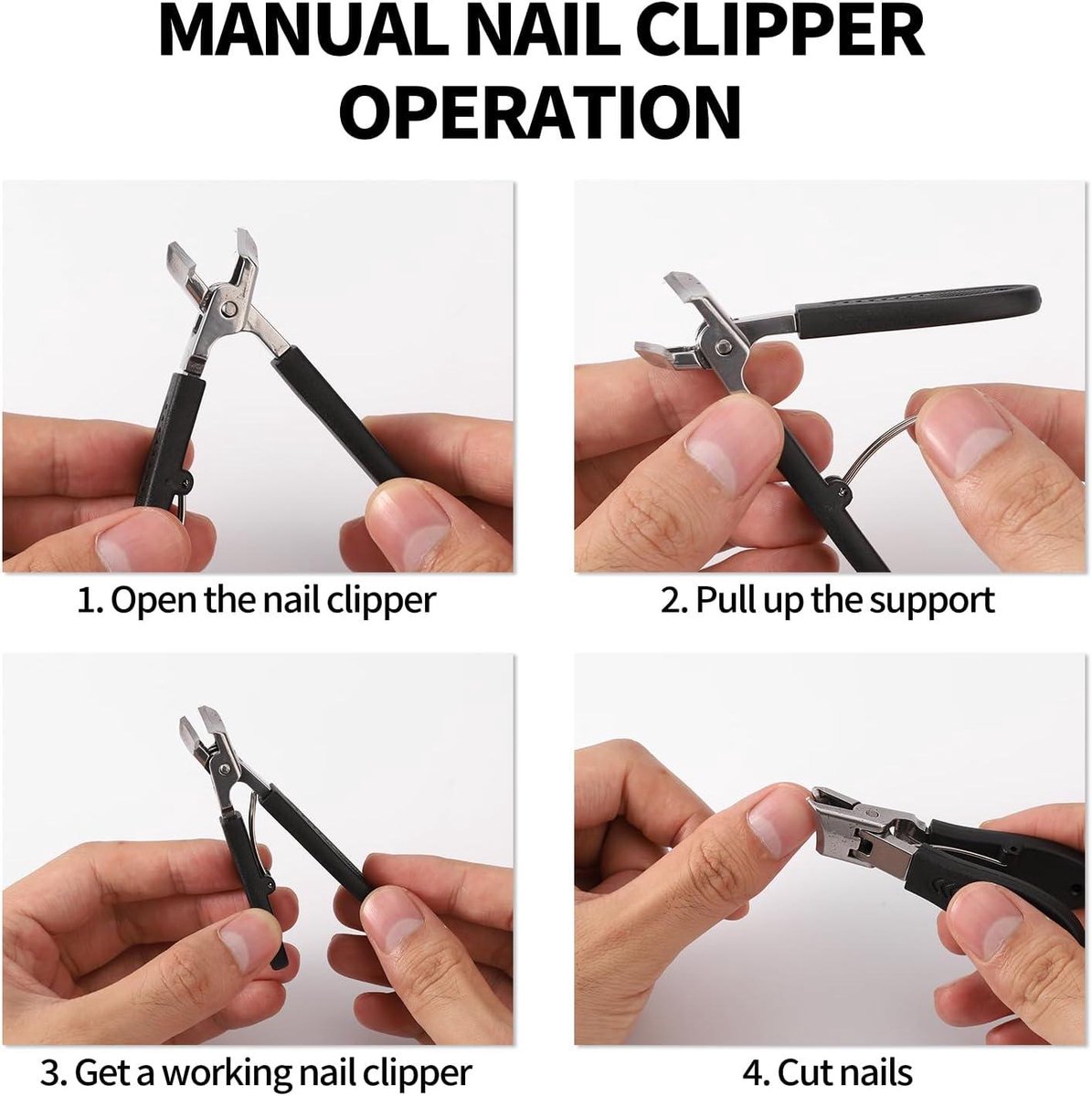 Wide nail clippers 78 x 19 cm - Anti-splash angled nail clippers with wide opening - Nail clippers for hands and feet - Pedicure and manicure tool for men and women (Black) - Image 7