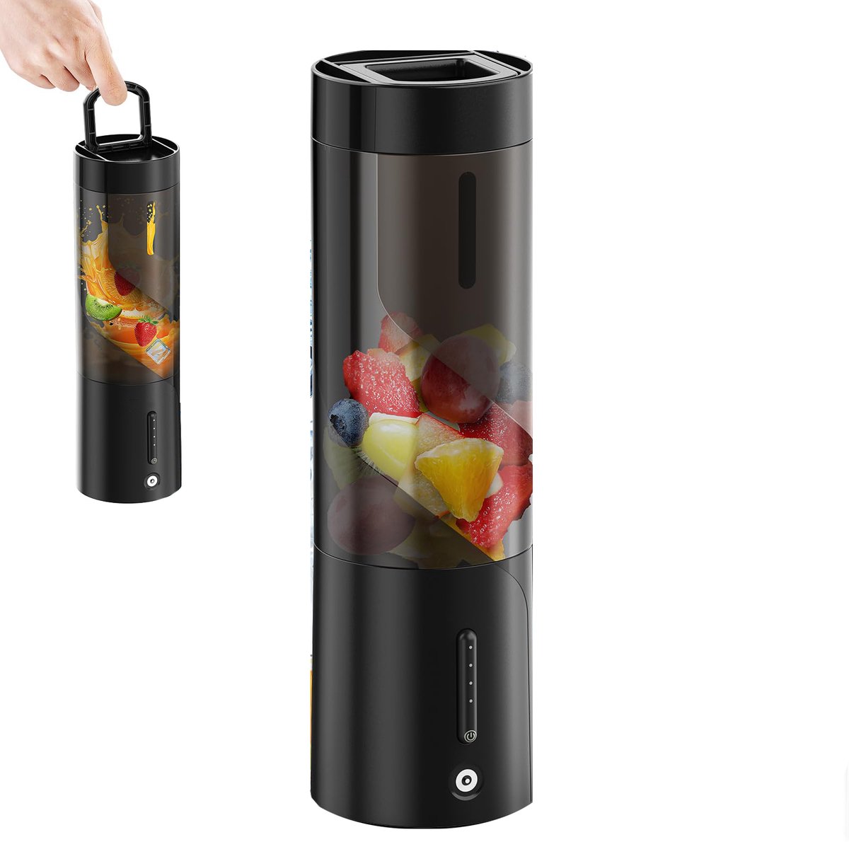 Portable Blender - Blender - Mini Blender - On-the-Go Blender - Mini Juicer - Smoothie Maker - 450 ml - For milkshakes and smoothies, 6-blade mini blender, mini blender, magnetic charger - Black - Image 1