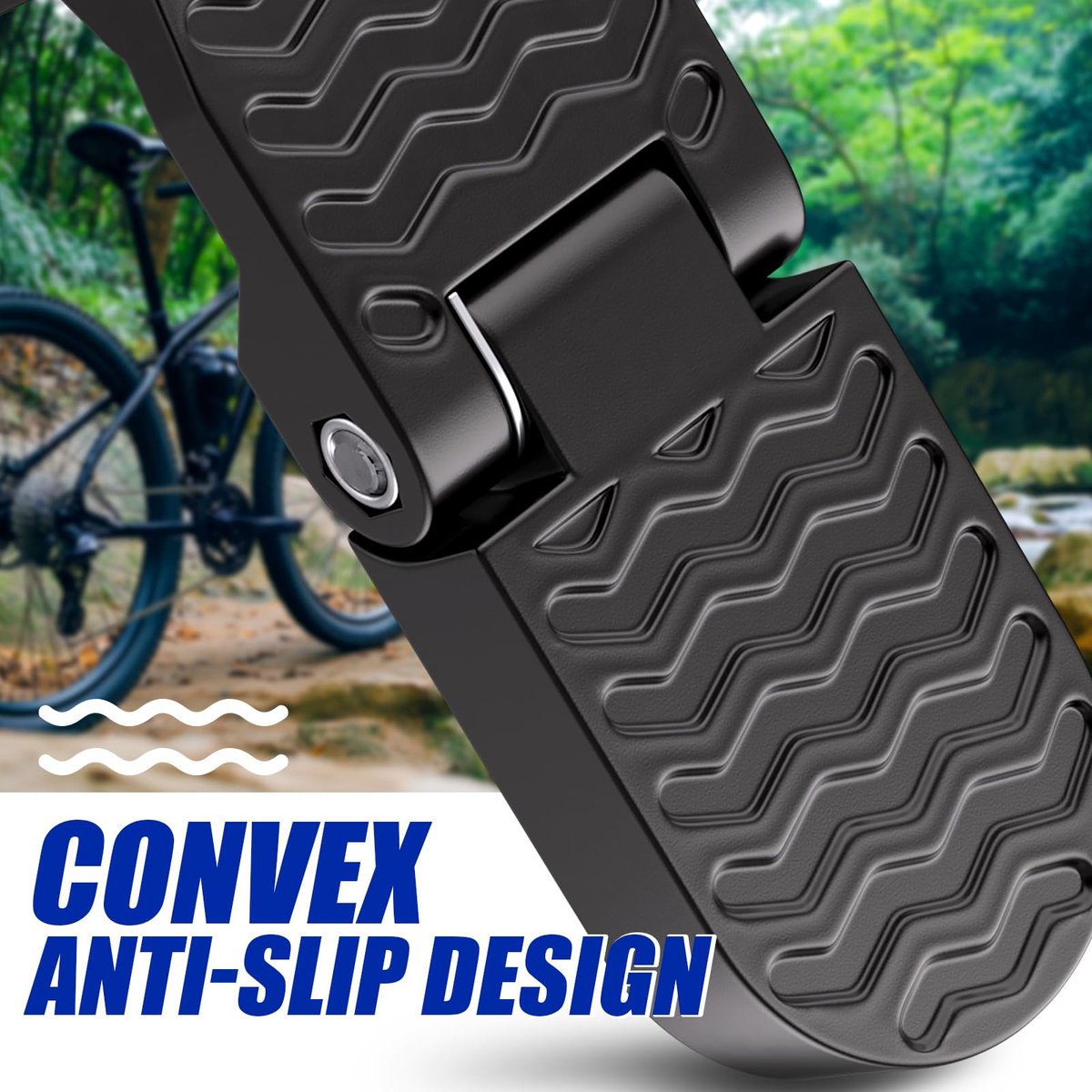 Rear bicycle pedals - Bicycle pedals - pedal - aluminum bicycle pedals - non-slip electric bicycle pedals - folding pedals - for electric bikes, mountain bikes, folding bikes - 15 mm U-slot - black - Image 4