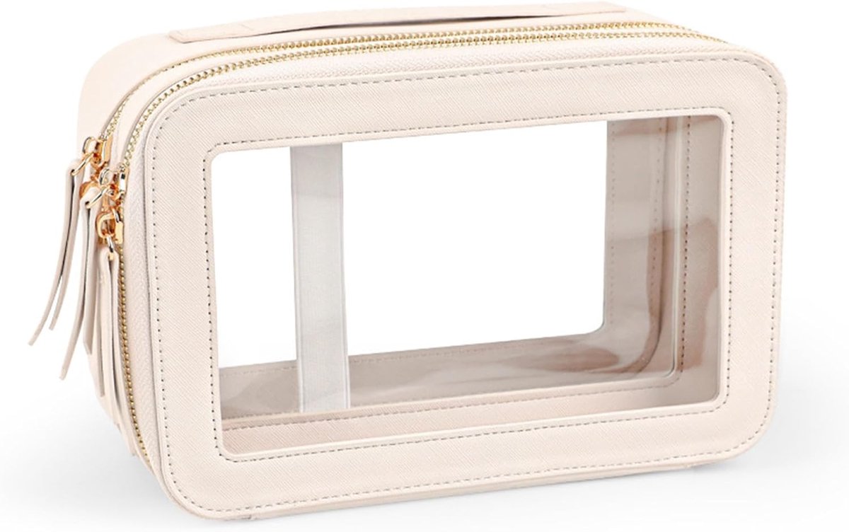Men's toiletry bag - Women's toiletry bag - Toiletry bag - Transparent makeup bag - Travel toiletry bag - Small transparent makeup bag - Storage bag - Off-white - Image 1