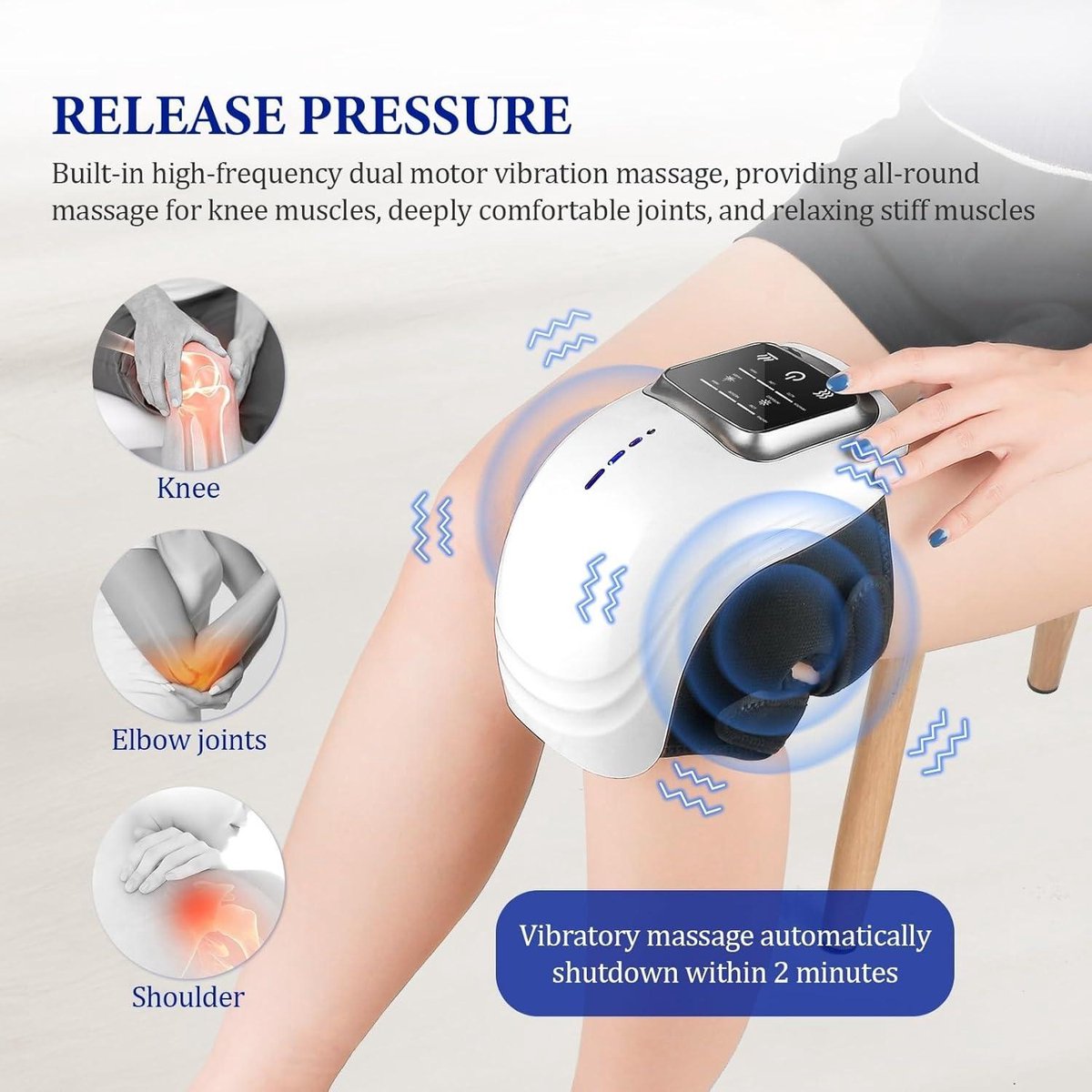 Rechargeable cordless knee massager - LED screen - For swollen and painful joints - 3 intensity levels - Temperature control - Image 2