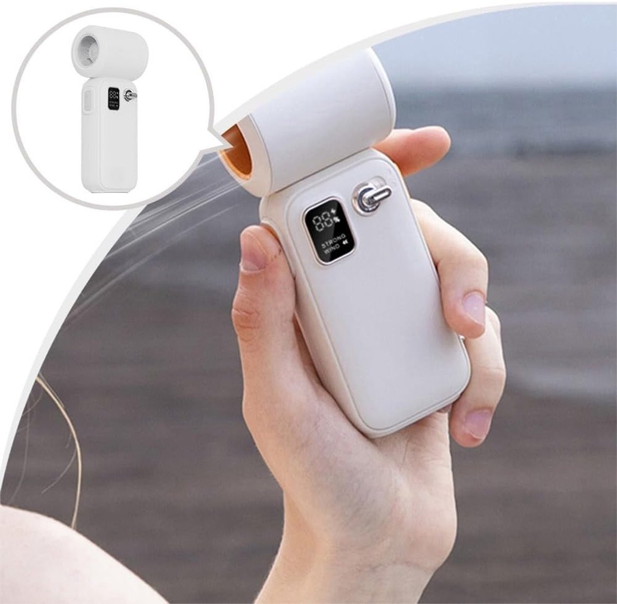 Fan - Small fan - Lightweight portable fan with intelligent airflow control and 3600 mAh battery for cooling anytime (Apricot) - Image 1