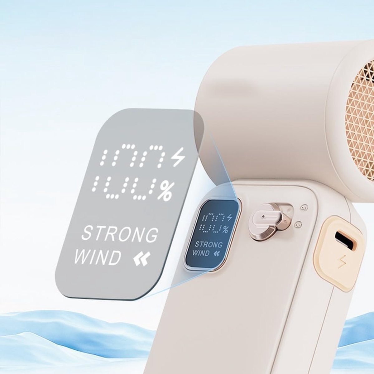 Fan - Small fan - Lightweight portable fan with intelligent airflow control and 3600 mAh battery for cooling anytime (Apricot) - Image 2