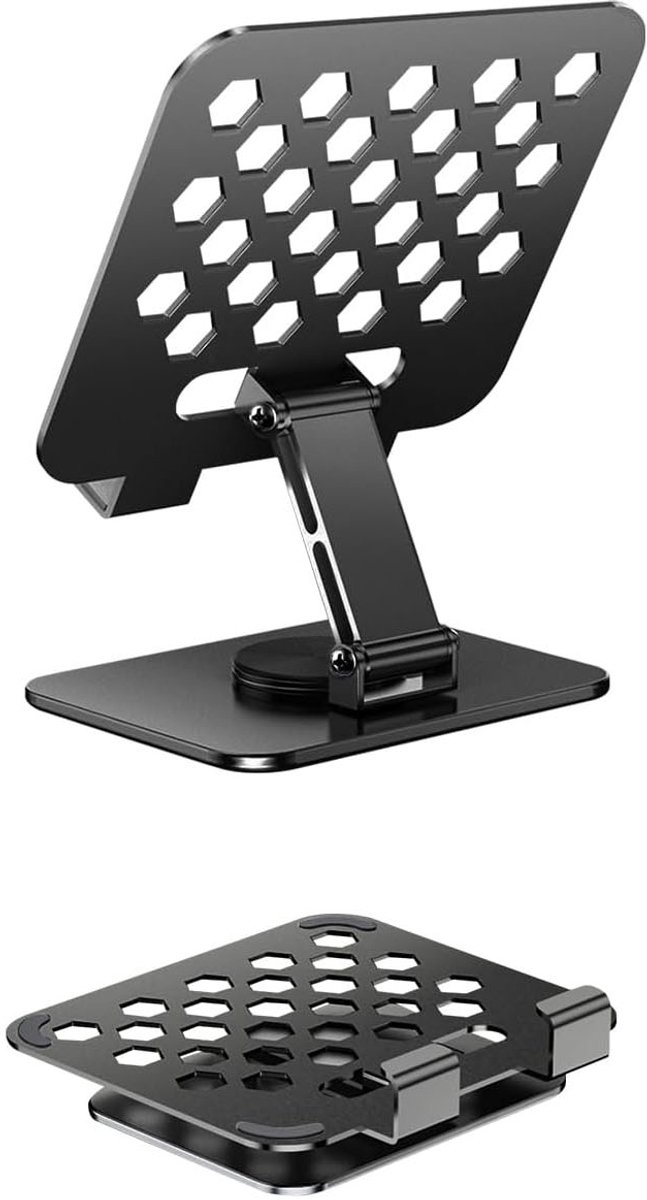 Universal tablet stand - Adjustable elasticity - Foldable at multiple angles (Black) - Image 1
