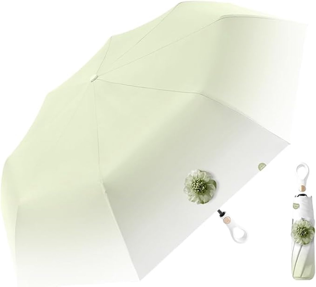 Small Folding Umbrella, Sun Protection, 8 Ribs, Travel, Automatic Open and Close with Button, Handle, Ring, Creative Outdoor, Anti-UV, Compact Suitcase Umbrella, Pocket Umbrella for Women and Children - Image 1