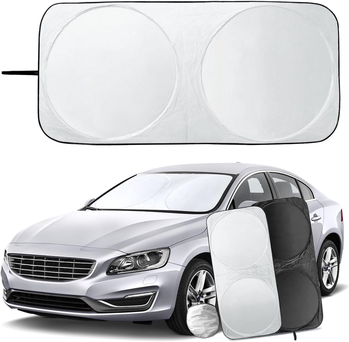 Car accessories - Car sunshade - Car sunshade - Car windshield sunshade - Universal car windshield sunshade - Foldable - UV resistant - Fits most vehicles (150 x 70 cm) - Image 1