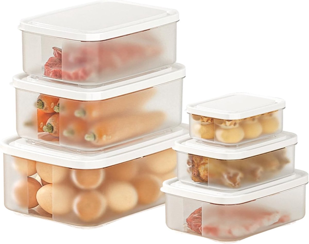 Diepvriesbakjes - Diepvriesbakjes Met Deksel - Voedselcontainers - Duurzame Snackdoosjes - Snoep Opbergdoos - Picknickdoos - Set van 6 plastic voedselcontainers met deksels - Voedselbereidingscontainers - luchtdicht - lekvrij - Image 1