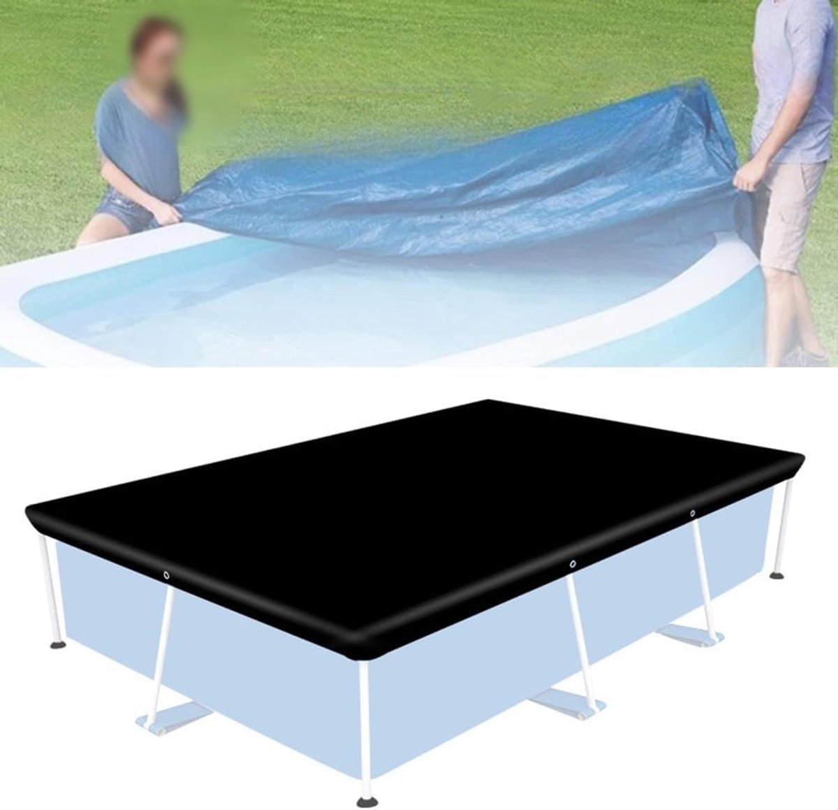 Waterproof cover - Dust cover - Outdoor pool cover 221 x 150 cm Black Oxford fabric - UV protection - Waterproof, heat-reflective - Dust cover - Image 5