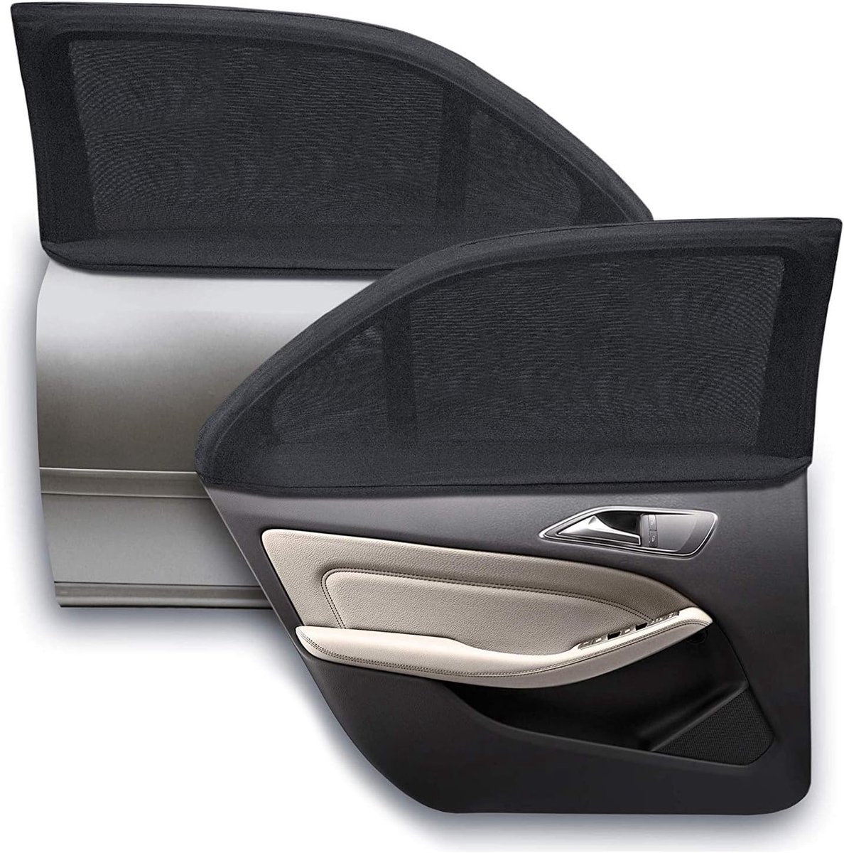 Car accessories - Car sunshades - Car sunshades - Windshield sunshades - Set of 2 car sunshades - Blocks UV rays and protects your car from sun exposure - Suitable for the rear window of the car (black) - Image 1