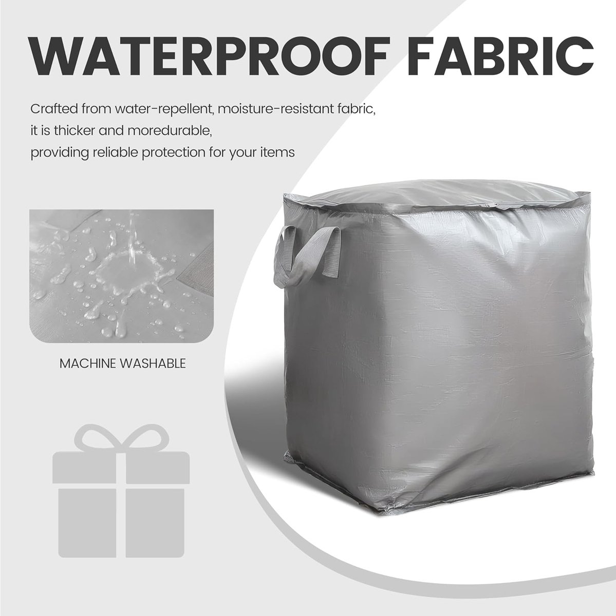 Collapsible Laundry Basket - Large Laundry Basket - Large Storage Bag - Large Carrying Bag - Travel Bag - Storage Bag, Moving Box, Clothes Storage Bag, Moving Bag - Silver - Image 4