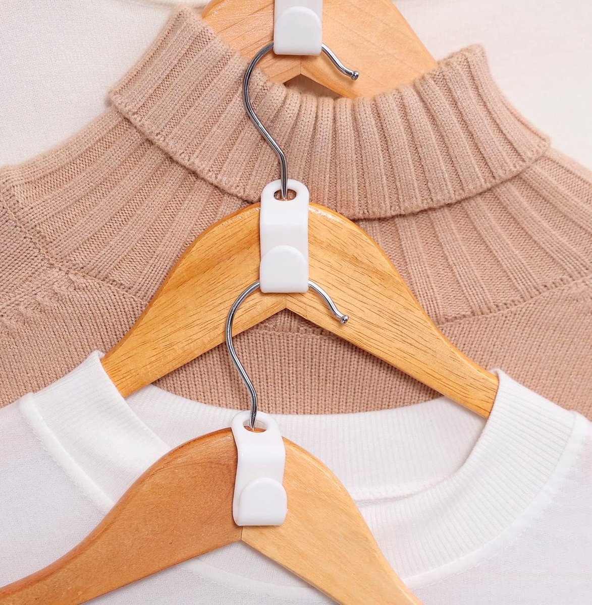 Hook - Connecting hook for hangers - 20 Hanger hooks - Ideal space saver for your wardrobe - Wit - Image 4