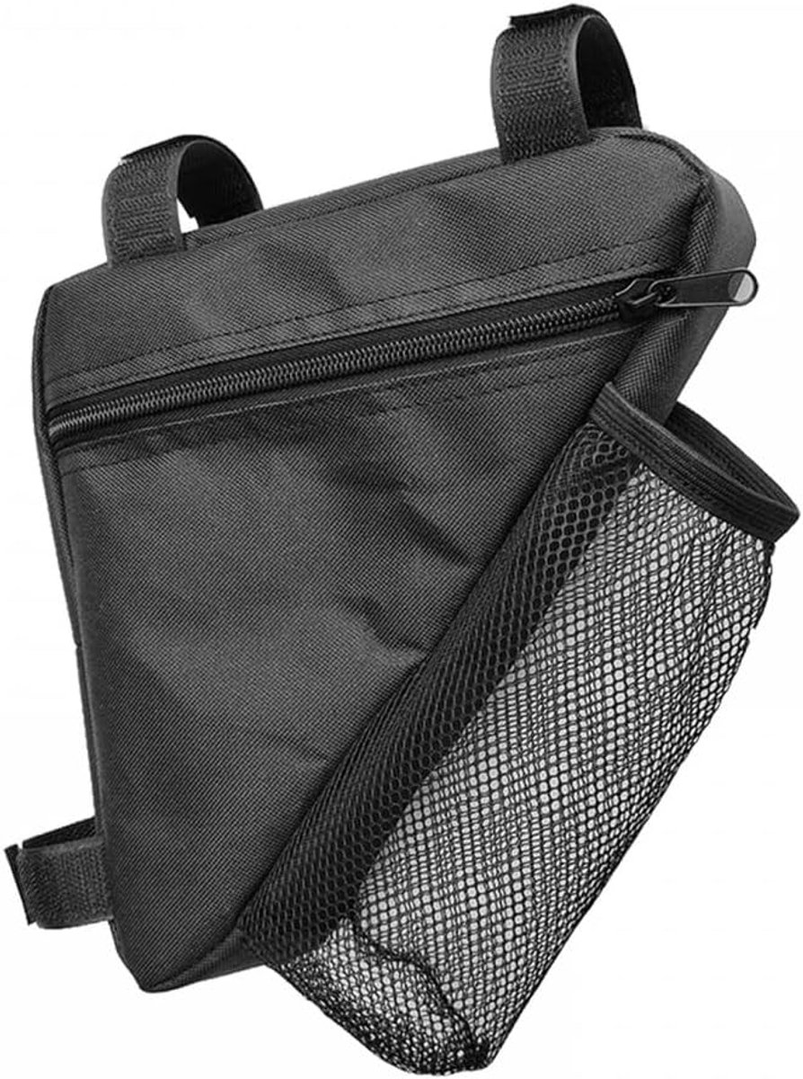 Bicycle pannier - Bicycle pannier with triangular frame - Waterproof bicycle pannier - With mesh pocket for water bottle - Perfect for outdoor cycling - Black - Image 1