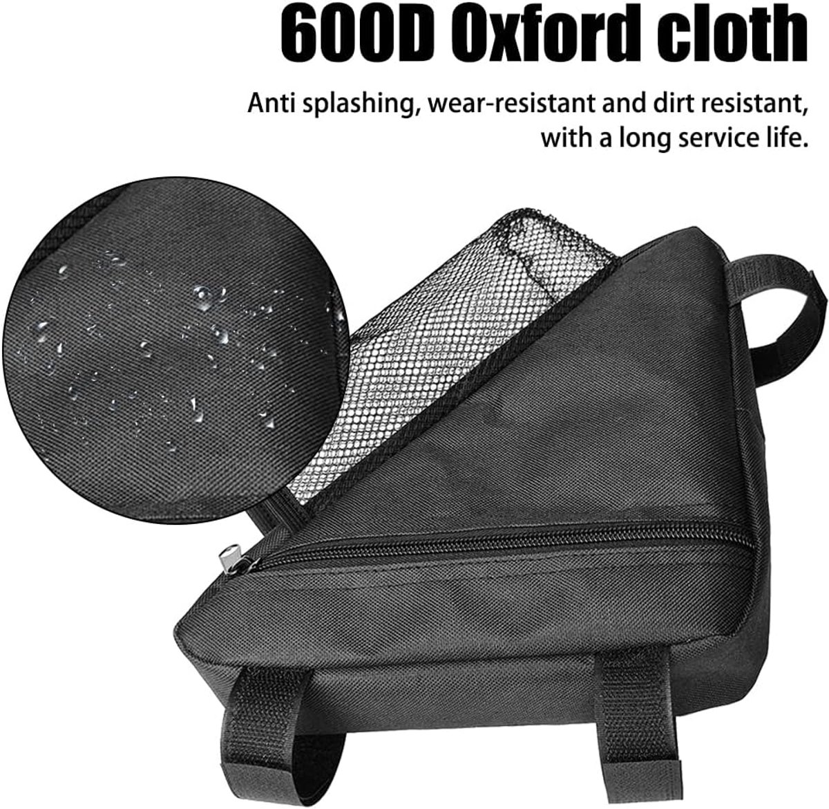 Bicycle pannier - Bicycle pannier with triangular frame - Waterproof bicycle pannier - With mesh pocket for water bottle - Perfect for outdoor cycling - Black - Image 5