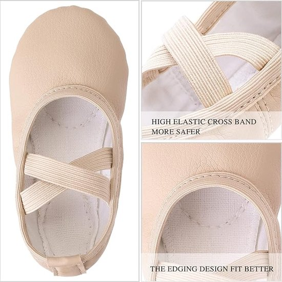 Women's Ballet Shoes – Ballet Shoes for Girls – Beige – Soft PU Leather Dance Shoes with Non-Slip Sole – Suitable for Ballet, Yoga & Home Use – For 5 UK - Image 5