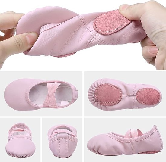 Women's Ballet Shoes – Ballet Shoes for Girls – Purple-Pink – Soft PU Leather Dance Shoes with Non-Slip Sole – Suitable for Ballet, Yoga & Home Use – For 11 UK Child - Image 2