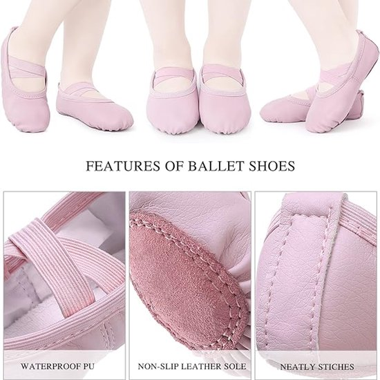 Women's Ballet Shoes – Ballet Shoes for Girls – Purple-Pink – Soft PU Leather Dance Shoes with Non-Slip Sole – Suitable for Ballet, Yoga & Home Use – For 4 UK - Image 6