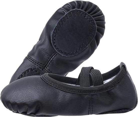 Women's Ballet Shoes – Ballet Shoes for Girls – Black – Soft PU Leather Dance Shoes with Non-Slip Sole – Suitable for Ballet, Yoga & Home Use – For 6.5 UK Child - Image 4