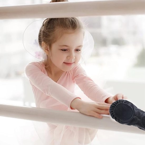 Women's Ballet Shoes – Ballet Shoes for Girls – Black – Soft PU Leather Dance Shoes with Non-Slip Sole – Suitable for Ballet, Yoga & Home Use – For 13.5 UK Child - Image 3