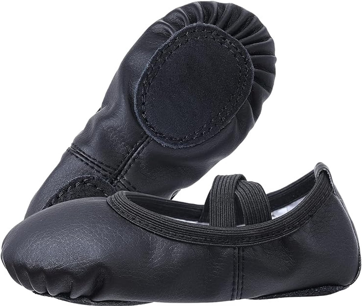 Women's Ballet Shoes – Ballet Shoes for Girls – Black – Soft PU Leather Dance Shoes with Non-Slip Sole – Suitable for Ballet, Yoga & Home Use – For 2.5 UK - Image 4
