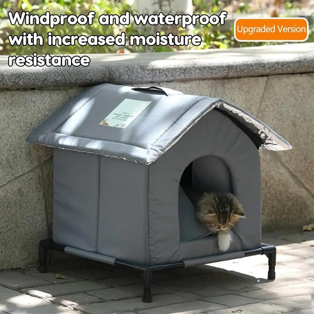 Gray Cat and Dog Bed, Waterproof Insulated Durable Pet House, Compatible with Cats and Dogs, Winter Pet Basket, 42x42cm - Image 3