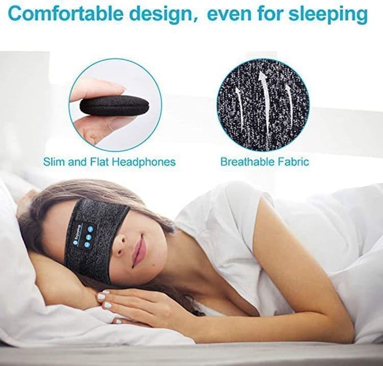 Bluetooth Sleep Headphones Headband with Eye Mask, One Size - Image 2