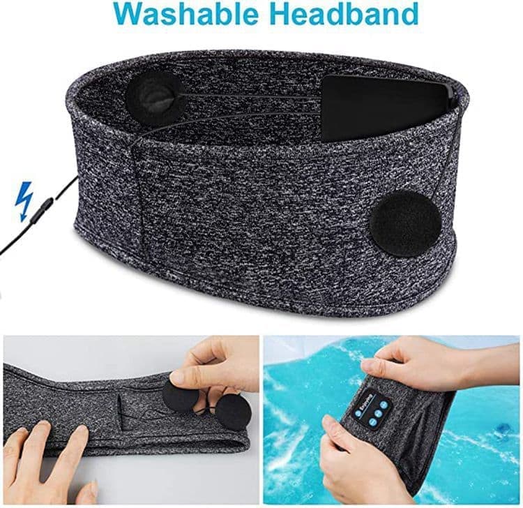 Bluetooth Sleep Headphones Headband with Eye Mask, One Size - Image 4