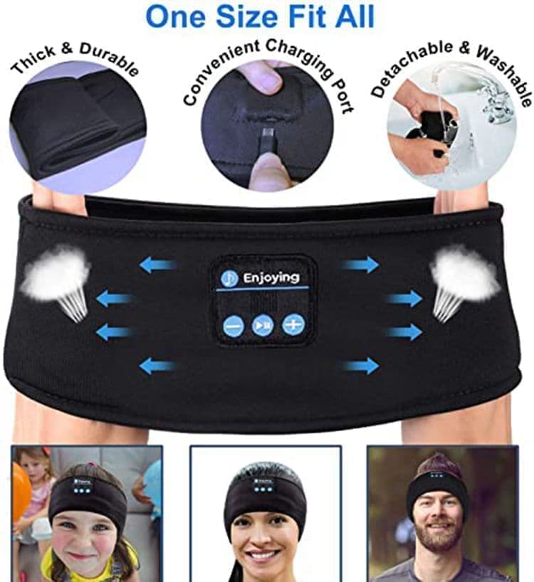 Bluetooth Sleep Headphones Headband with Eye Mask, One Size - Image 6