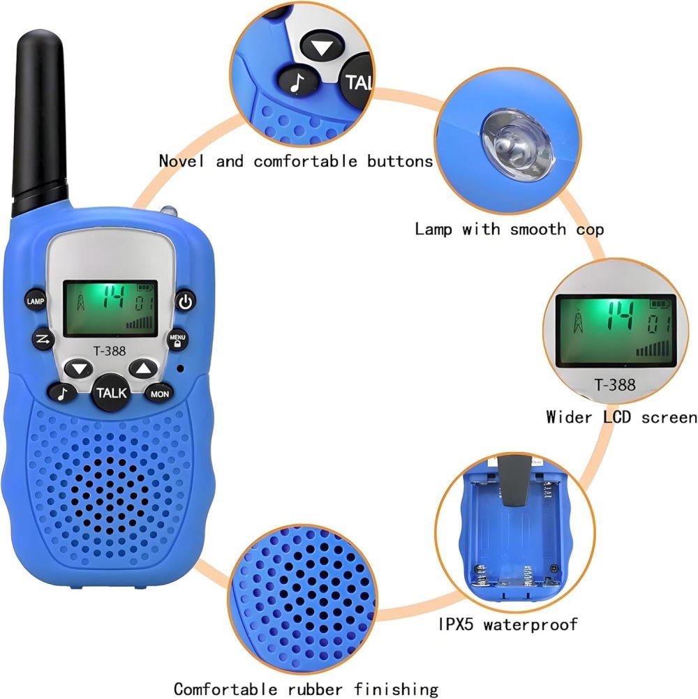 2-Pack Kids Walkie Talkies with 3 km Range, Blue - Image 2