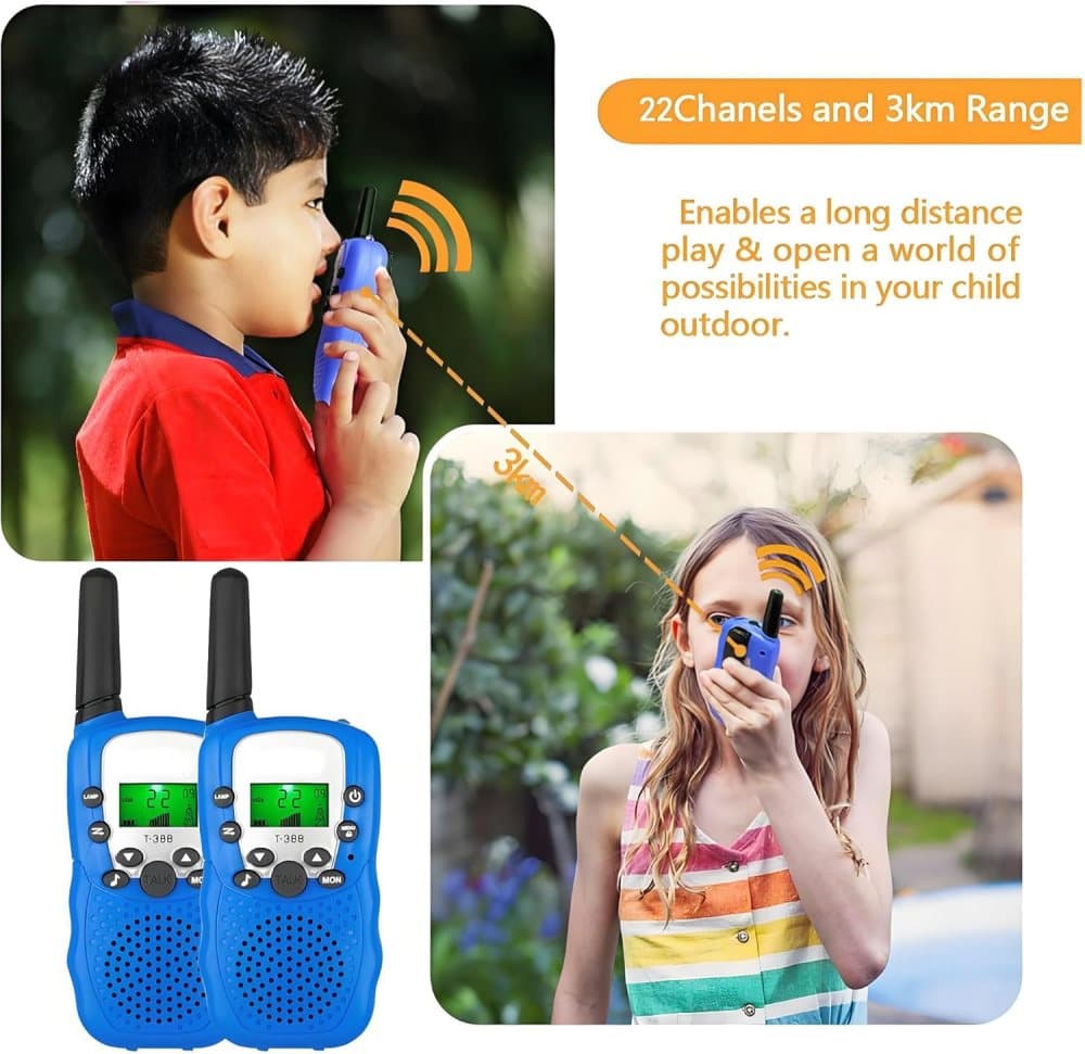 2-Pack Kids Walkie Talkies with 3 km Range, Blue - Image 4