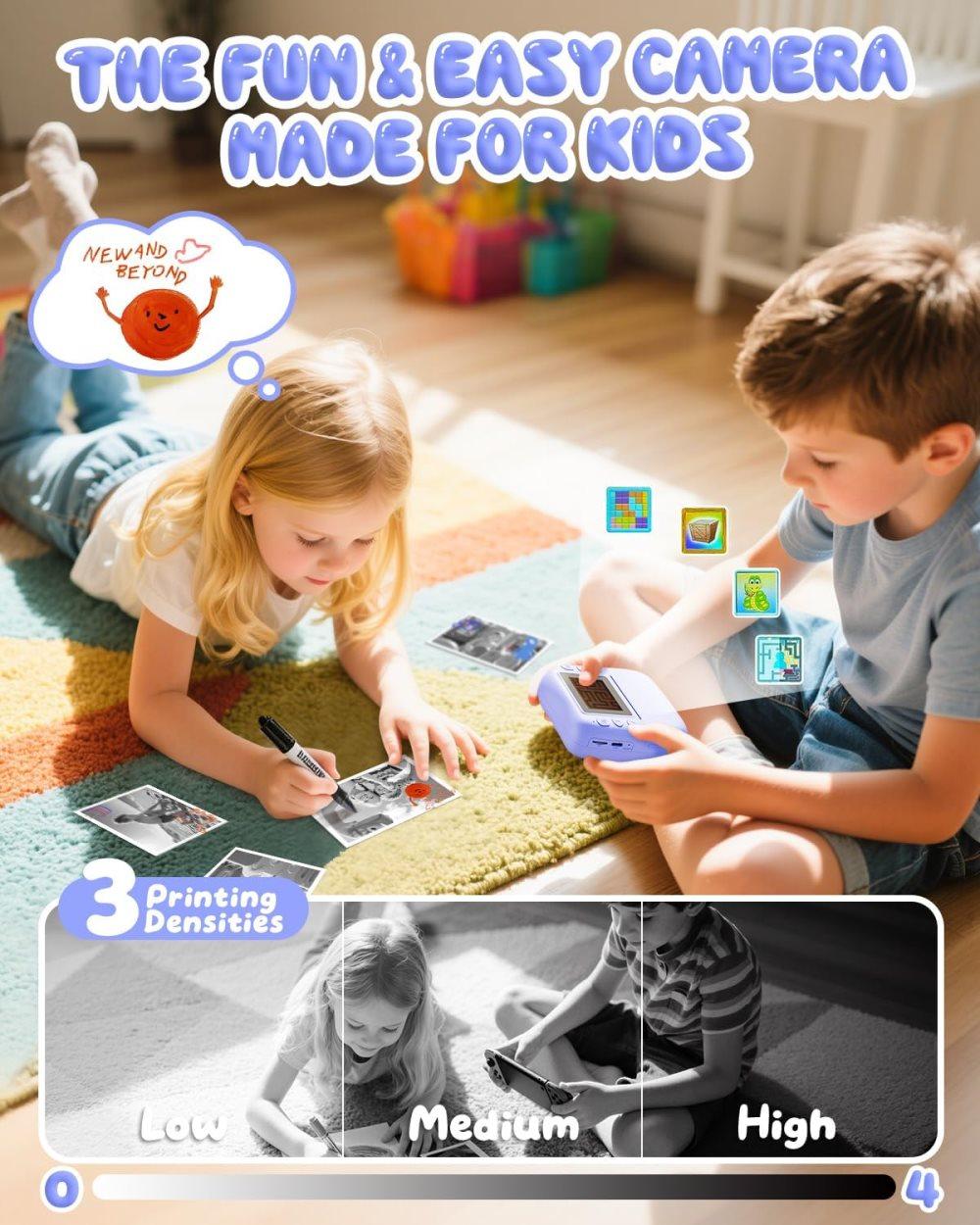 48MP Kids Digital Camera with Instant Print, 1080p FHD, 10x Zoom, 32GB Memory Card, 3-inch Screen, Purple - Image 5