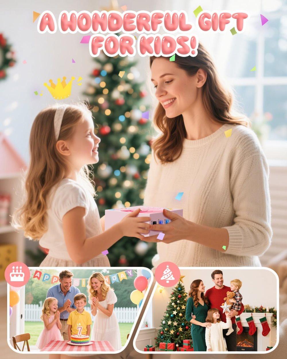 48MP Kids Digital Camera with Instant Print, 1080p FHD, 10x Zoom, 32GB Memory Card, 3-inch Screen, Pink - Image 5