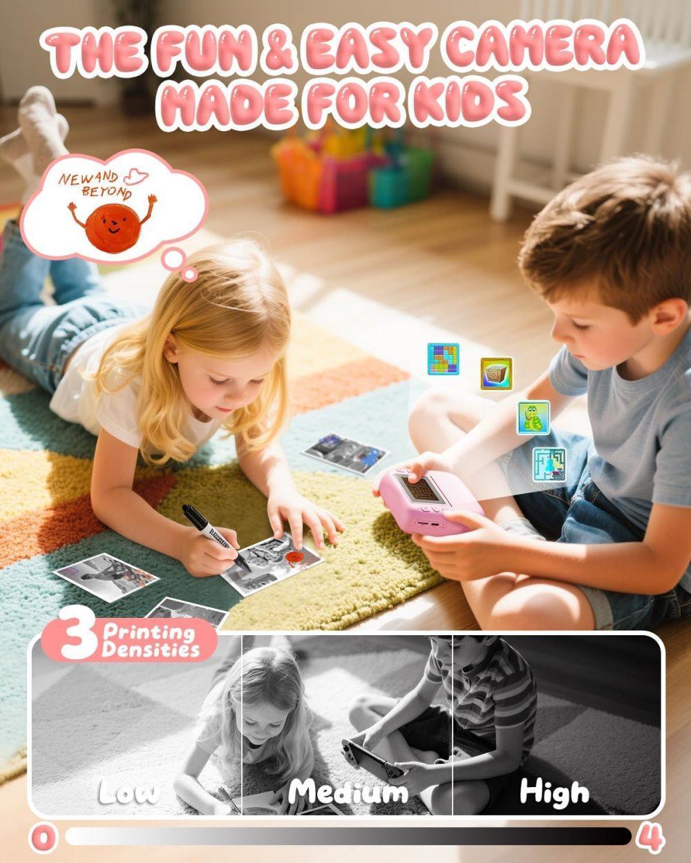 48MP Kids Digital Camera with Instant Print, 1080p FHD, 10x Zoom, 32GB Memory Card, 3-inch Screen, Pink - Image 8