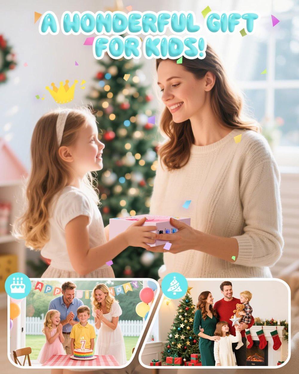 48MP Kids Digital Camera with Instant Print, 1080p FHD, 10x Zoom, 32GB Memory Card, 3-inch Screen, Green - Image 3