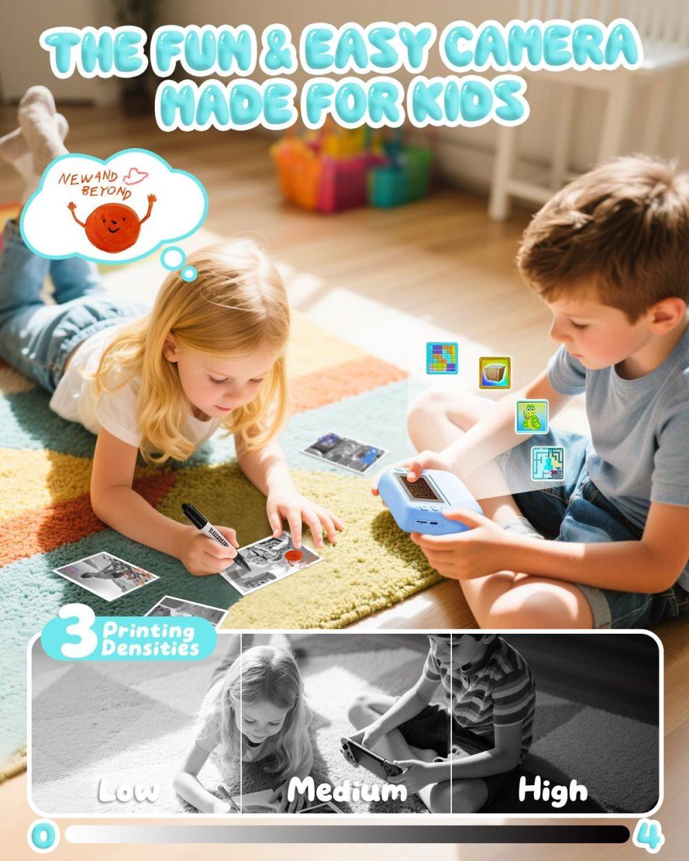 48MP Kids Digital Camera with Instant Print, 1080p FHD, 10x Zoom, 32GB Memory Card, 3-inch Screen, Green - Image 7