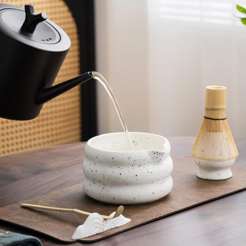 7-Piece Ceramic Matcha Tea Set with Bowl Whisk and Accessories, White - Image 5