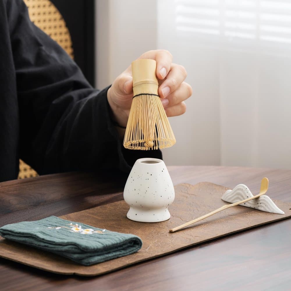 7-Piece Ceramic Matcha Tea Set with Bowl Whisk and Accessories, White - Image 6