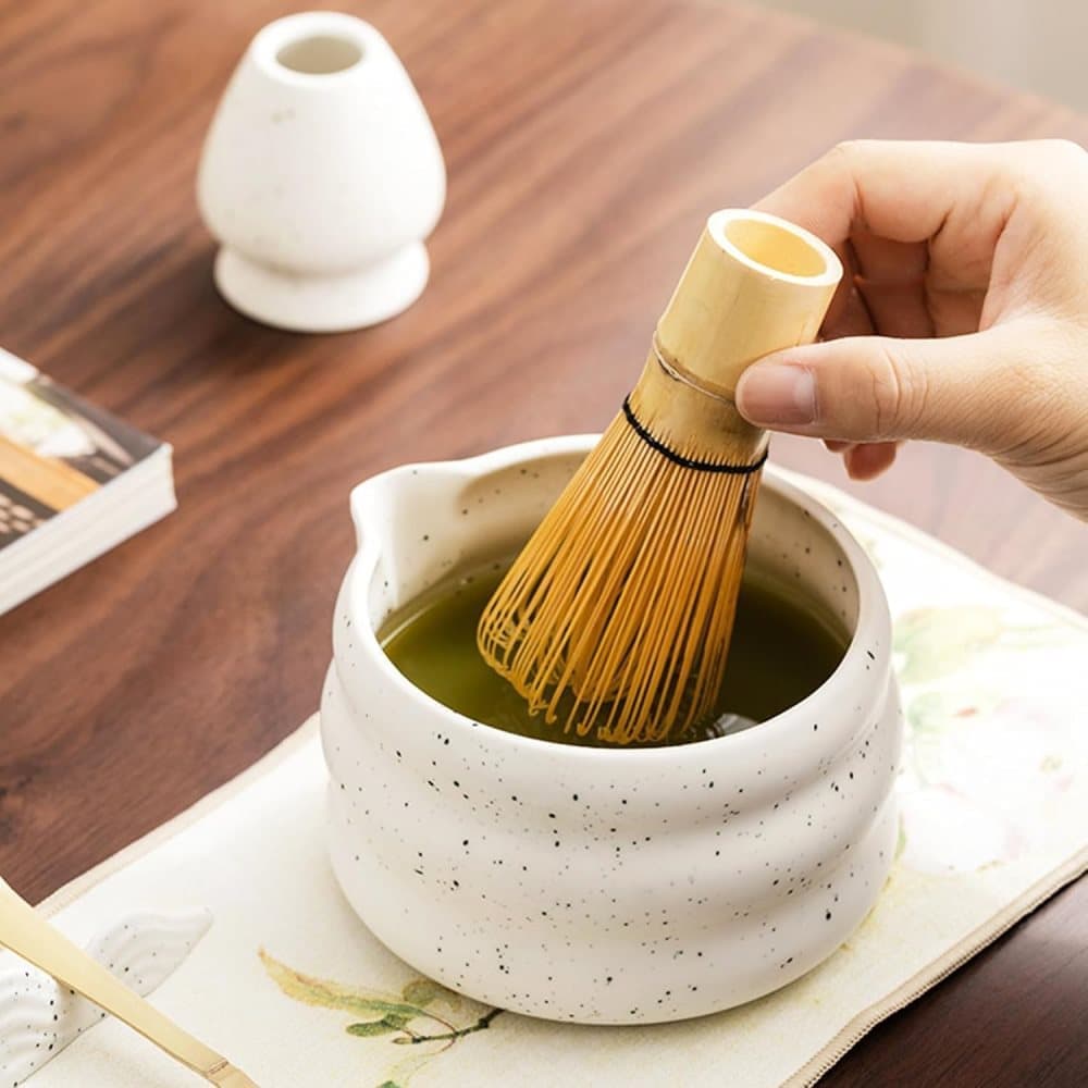 7-Piece Ceramic Matcha Tea Set with Bowl Whisk and Accessories, White - Image 7