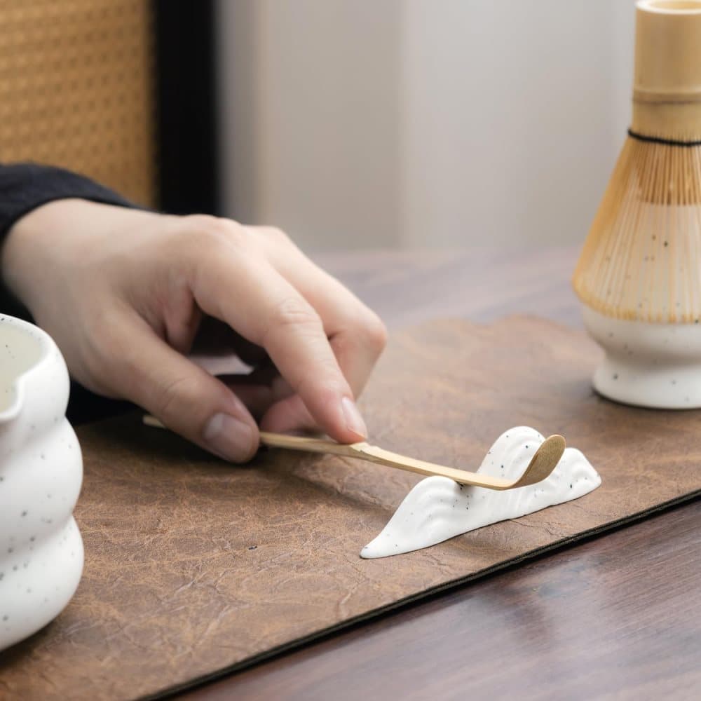 7-Piece Ceramic Matcha Tea Set with Bowl Whisk and Accessories, White - Image 8