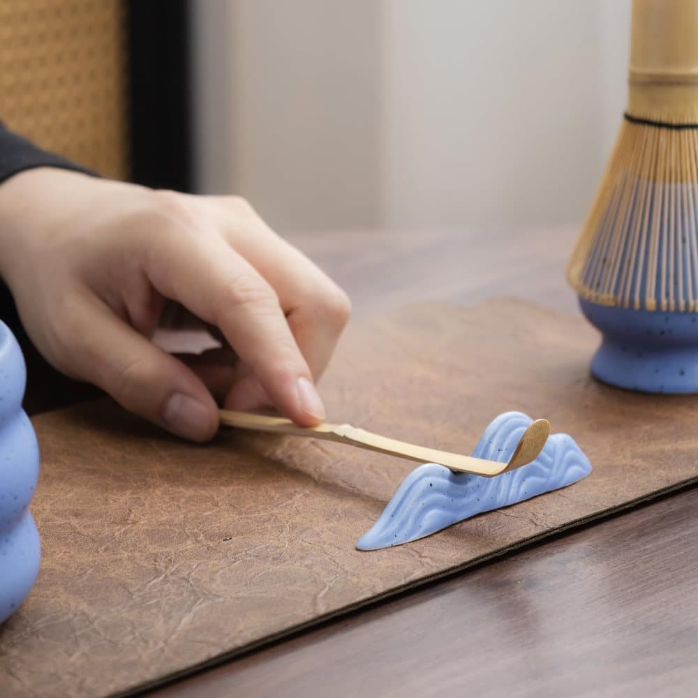 7-Piece Ceramic Matcha Tea Set with Bowl Whisk and Accessories, Blue - Image 6